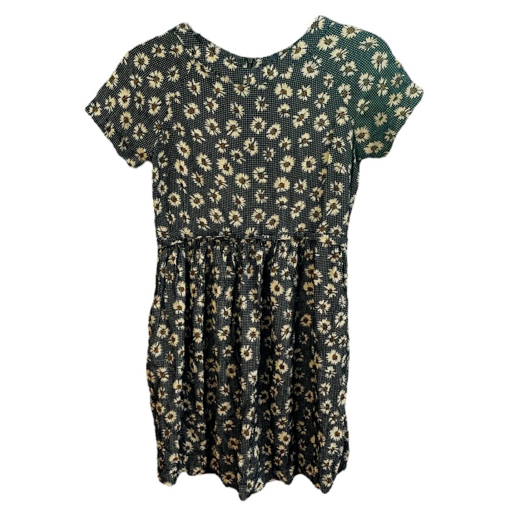 TopShop Daisies Babydoll Mini Dress Black White Size 2